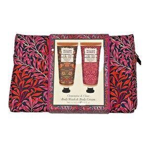 William Morris CLEMENTINE & CLOVE Body Wash & Body Cream / Wash Bag Pink Leaves